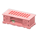 Animal Crossing Items Ranch lowboard Red gingham Cloth Pink