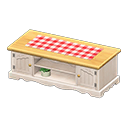 Animal Crossing Items Ranch lowboard Red gingham Cloth White