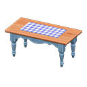 Animal Crossing Items Ranch tea table Blue gingham Cloth Blue