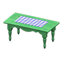 Animal Crossing Items Ranch tea table Blue gingham Cloth Green