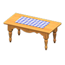 Animal Crossing Items Ranch tea table Blue gingham Cloth Natural