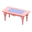 Animal Crossing Items Ranch tea table Blue gingham Cloth Pink