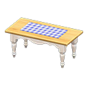 Animal Crossing Items Ranch tea table Blue gingham Cloth White