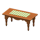 Animal Crossing Items Ranch tea table Green gingham Cloth Dark brown