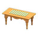 Animal Crossing Items Ranch tea table Green gingham Cloth Natural