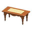 Animal Crossing Items Ranch tea table Lemon gingham Cloth Dark brown