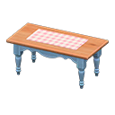 Animal Crossing Items Ranch tea table Pink gingham Cloth Blue