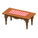 Animal Crossing Items Ranch tea table Red gingham Cloth Dark brown