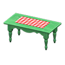 Animal Crossing Items Ranch tea table Red gingham Cloth Green