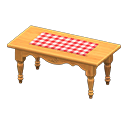 Animal Crossing Items Ranch tea table Red gingham Cloth Natural