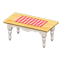 Animal Crossing Items Ranch tea table Red gingham Cloth White