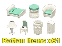 Animal Crossing Items Switch Rattan Items x61