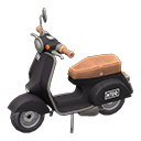 Animal Crossing Items Scooter White text Sticker Black