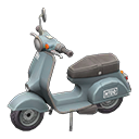 Animal Crossing Items Scooter White text Sticker Silver