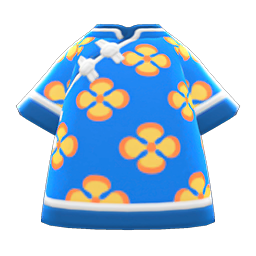 Animal Crossing Items Silk Floral-print Shirt Blue