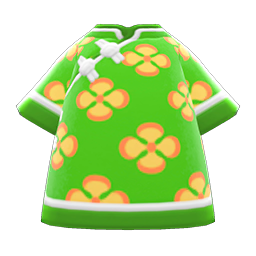 Animal Crossing Items Silk Floral-print Shirt Green