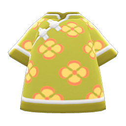 Animal Crossing Items Silk Floral-print Shirt Mustard