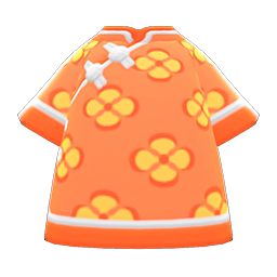 Animal Crossing Items Silk Floral-print Shirt Orange