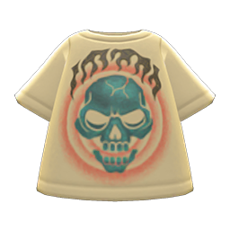 Animal Crossing Items Skull Tee Beige