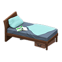 Animal Crossing Items Sloppy bed Light blue Bedding color Dark wood