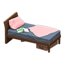 Animal Crossing Items Sloppy bed Pink Bedding color Dark wood