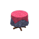 Animal Crossing Items Small covered round table Damascus-pattern blue Undercloth Berry red