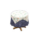 Animal Crossing Items Small covered round table Damascus-pattern blue Undercloth Floral print