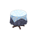 Animal Crossing Items Small covered round table Damascus-pattern blue Undercloth Light blue