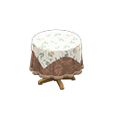 Animal Crossing Items Small covered round table Damascus-pattern brown Undercloth Floral print