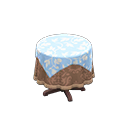 Animal Crossing Items Small covered round table Damascus-pattern brown Undercloth Light blue