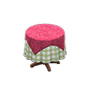 Animal Crossing Items Small covered round table Green gingham Undercloth Berry red