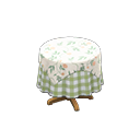 Animal Crossing Items Small covered round table Green gingham Undercloth Floral print