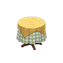 Animal Crossing Items Small covered round table Green gingham Undercloth Gold