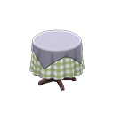 Animal Crossing Items Small covered round table Green gingham Undercloth Gray