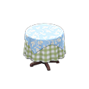 Animal Crossing Items Small covered round table Green gingham Undercloth Light blue