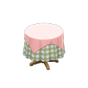 Animal Crossing Items Small covered round table Green gingham Undercloth Pink