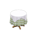 Animal Crossing Items Small covered round table Green gingham Undercloth White