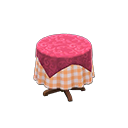 Animal Crossing Items Small covered round table Orange gingham Undercloth Berry red