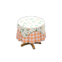 Animal Crossing Items Small covered round table Orange gingham Undercloth Floral print