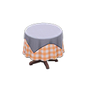 Animal Crossing Items Small covered round table Orange gingham Undercloth Gray