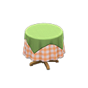 Animal Crossing Items Small covered round table Orange gingham Undercloth Green