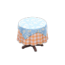 Animal Crossing Items Small covered round table Orange gingham Undercloth Light blue