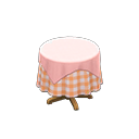 Animal Crossing Items Small covered round table Orange gingham Undercloth Pink