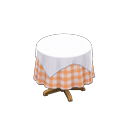 Animal Crossing Items Small covered round table Orange gingham Undercloth White