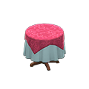 Animal Crossing Items Small covered round table Plain pearl blue Undercloth Berry red