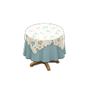 Animal Crossing Items Small covered round table Plain pearl blue Undercloth Floral print