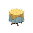 Animal Crossing Items Small covered round table Plain pearl blue Undercloth Gold