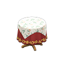 Animal Crossing Items Small covered round table Wine red Undercloth Floral print