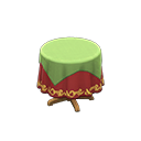 Animal Crossing Items Small covered round table Wine red Undercloth Green