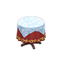 Animal Crossing Items Small covered round table Wine red Undercloth Light blue